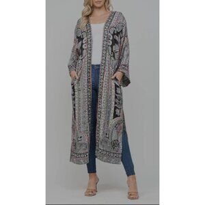 RAJ Ruth Thick Stitch Duster kimono long‎ length Pockets size One Size New